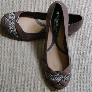 Naturalizer Leather Flat Reptile Print Accent 7M